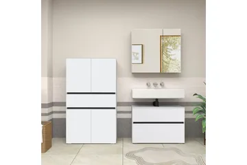 Wisla Högskåp till Badrum 130x76x35 cm - Vit - Förvaring - Badrumsförvaring - Väggskåp & högskåp