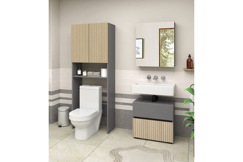 Wisla Högskåp till Badrum 180x68x37 cm - Natur - Förvaring - Badrumsförvaring - Väggskåp & högskåp