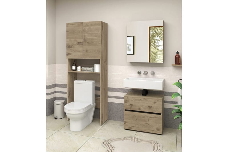 Wisla Högskåp till Badrum 180x68x37 cm - Natur - Förvaring - Badrumsförvaring - Väggskåp & högskåp