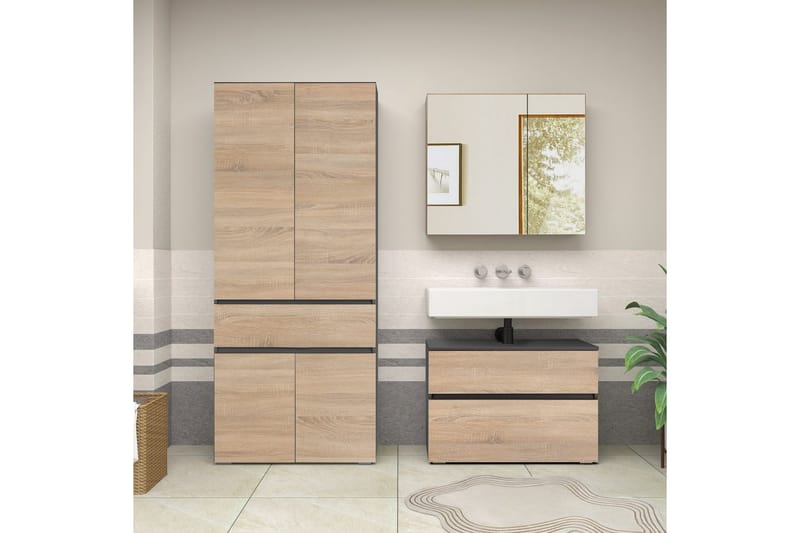 Wisla Högskåp till Badrum 180x76x37 cm - Natur - Förvaring - Badrumsförvaring - Väggskåp & högskåp