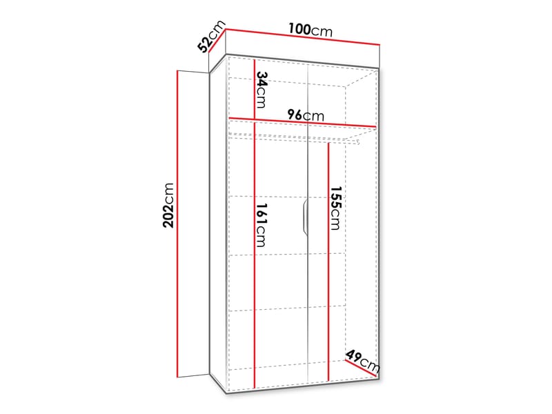 Barile Garderob med spegel 100 cm - Vit och guld - Förvaring - Garderober & garderobssystem