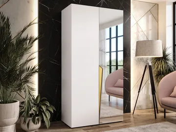 Barile Garderob med spegel 100 cm - Vit och guld - Förvaring - Garderober & garderobssystem