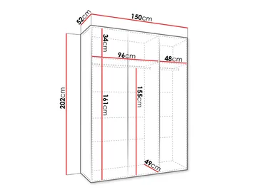 Barile Garderob med spegel 150 cm - kashmir - Förvaring - Garderober & garderobssystem