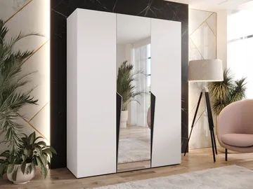 Barile Garderob med spegel 150 cm - Vit med svarta detaljer och speglad/silverfärgad framsida - Förvaring - Garderober & garderobssystem