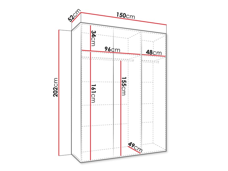 Barile Garderob med spegel 150 cm - vit - Förvaring - Garderober & garderobssystem