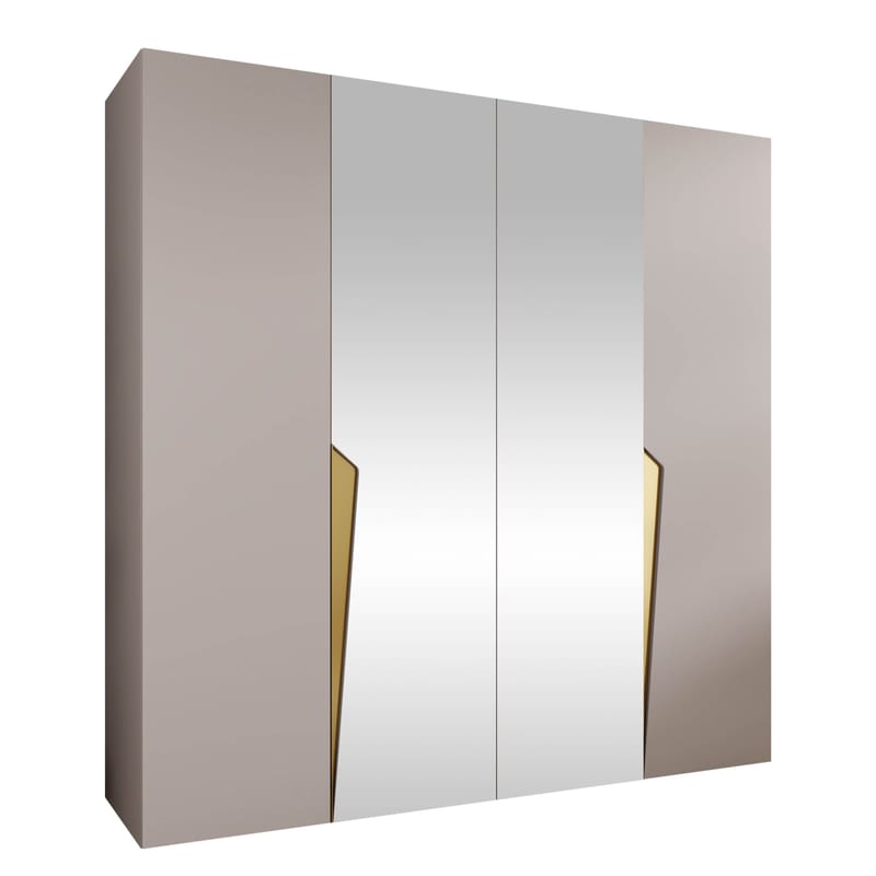 Barile Garderob med spegel 200 cm - cashmere/guld - Förvaring - Garderober & garderobssystem