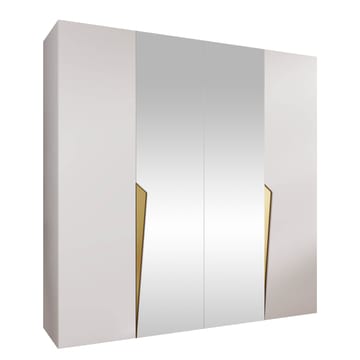 Barile Garderob med spegel 200 cm - vit/guld - Förvaring - Garderober & garderobssystem