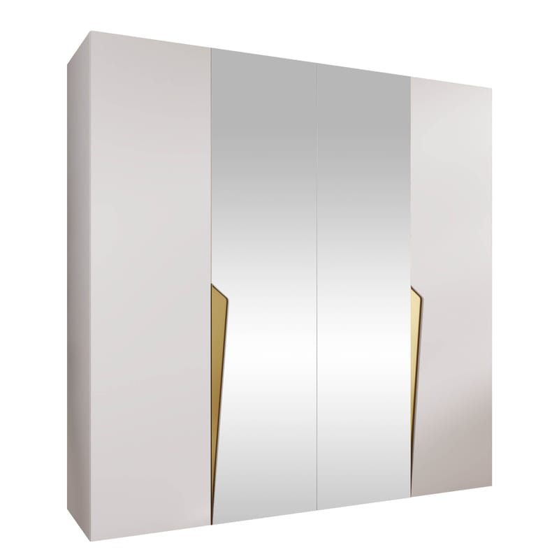 Barile Garderob med spegel 200 cm - vit/guld - Förvaring - Garderober & garderobssystem