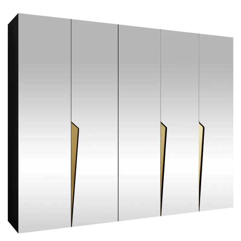 Barile Garderob med spegel 250 cm, svart