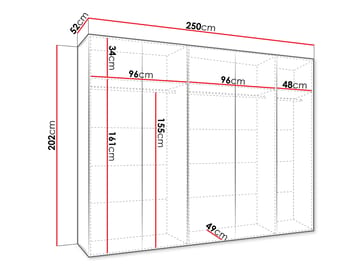 Barile Garderob med spegel 250 cm - vit - Förvaring - Garderober & garderobssystem