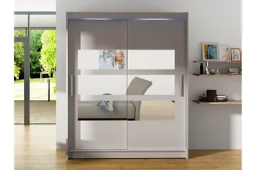 Bay Garderob m. Spegel 150x200 cm - Beige - Förvaring - Garderober & garderobssystem