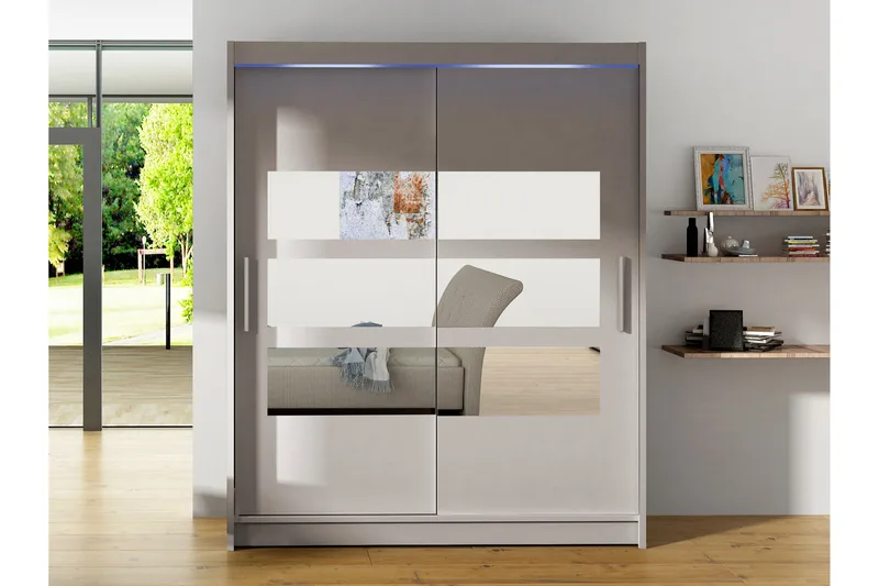 Bay Garderob m. Spegel 150x200 cm - Beige - Förvaring - Garderober & garderobssystem