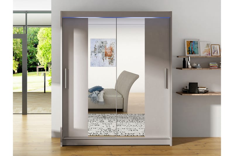 Bay Garderob m. Spegel 150x200 cm - Beige - Förvaring - Garderober & garderobssystem