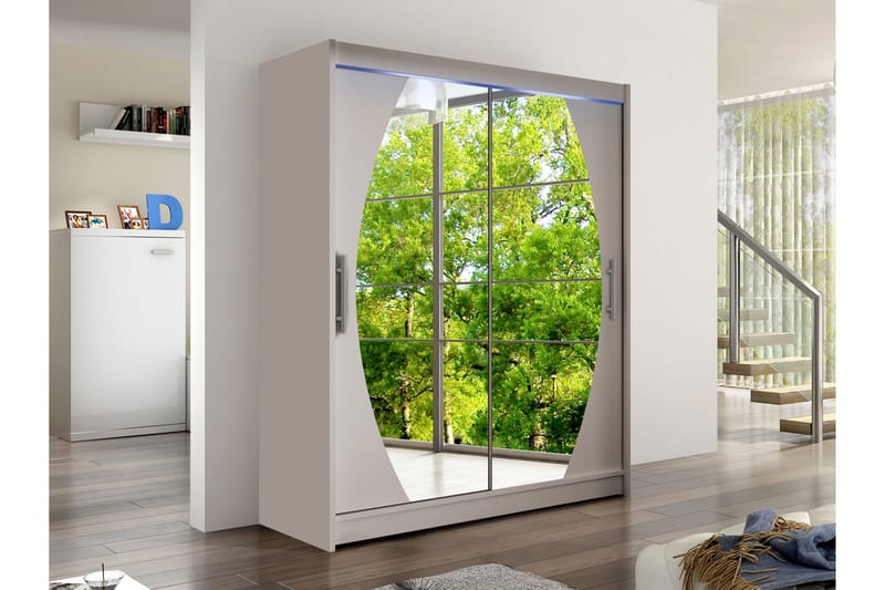 Bay Garderob m. Spegel 150x200 cm - Beige - Förvaring - Garderober & garderobssystem