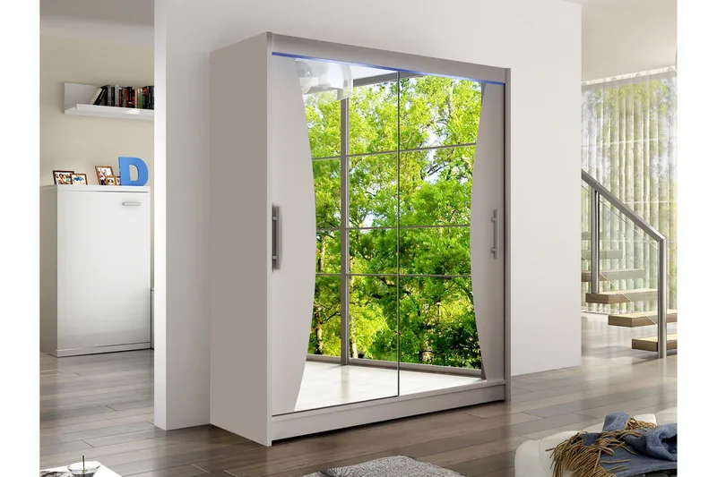 Bay Garderob m. Spegel 150x200 cm - Beige - Förvaring - Garderober & garderobssystem