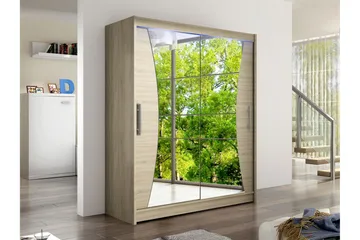 Bay Garderob m. Spegel 150x200 cm - Brun - Förvaring - Garderober & garderobssystem