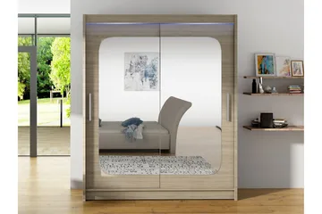 Bay Garderob m. Spegel 150x200 cm - Brun - Förvaring - Garderober & garderobssystem