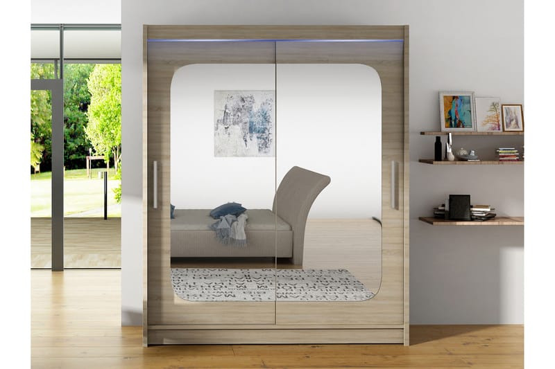 Bay Garderob m. Spegel 150x200 cm - Brun - Förvaring - Garderober & garderobssystem