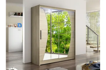 Bay Garderob m. Spegel 150x200 cm - Brun - Förvaring - Garderober & garderobssystem