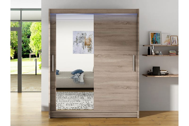 Bay Garderob m. Spegel 150x200 cm - Brun - Förvaring - Garderober & garderobssystem