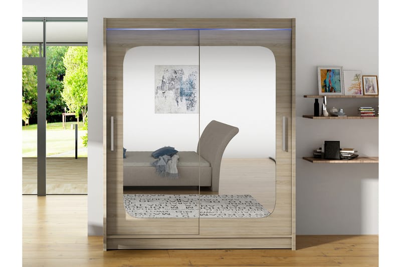 Bay Garderob m. Spegel 150x200 cm - Brun - Förvaring - Garderober & garderobssystem