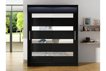 Bay Garderob m. Spegel 150x200 cm - Svart - Förvaring - Garderober & garderobssystem