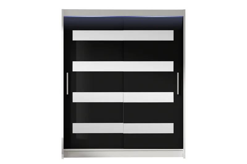 Bay Garderob m. Spegel 150x200 cm, Svart/Vit