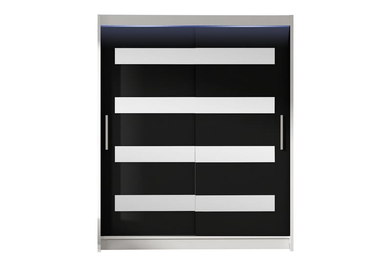 Bay Garderob m. Spegel 150x200 cm, Svart/Vit