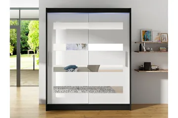 Bay Garderob m. Spegel 150x200 cm - Svart/Vit - Förvaring - Garderober & garderobssystem