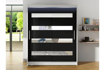 Bay Garderob m. Spegel 150x200 cm - Svart/Vit - Förvaring - Garderober & garderobssystem