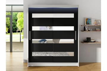 Bay Garderob m. Spegel 150x200 cm - Svart/Vit - Förvaring - Garderober & garderobssystem