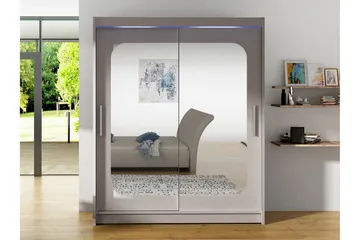 Bay Garderob m. Spegel 150x200 cm - Vit - Förvaring - Garderober & garderobssystem