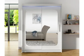 Bay Garderob m. Spegel 150x200 cm - Vit - Förvaring - Garderober & garderobssystem