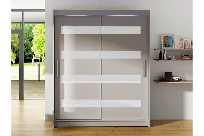 Bay Garderob m. Spegel 150x200 cm - Vit - Förvaring - Garderober & garderobssystem