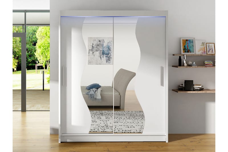 Bay Garderob m. Spegel 150x200 cm - Vit - Förvaring - Garderober & garderobssystem