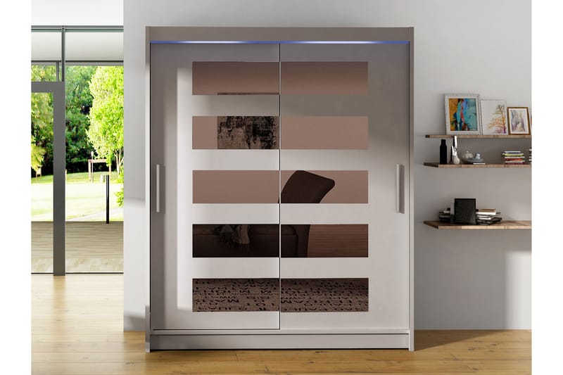 Bay Garderob m. Spegel 150x200 cm - Vit - Förvaring - Garderober & garderobssystem
