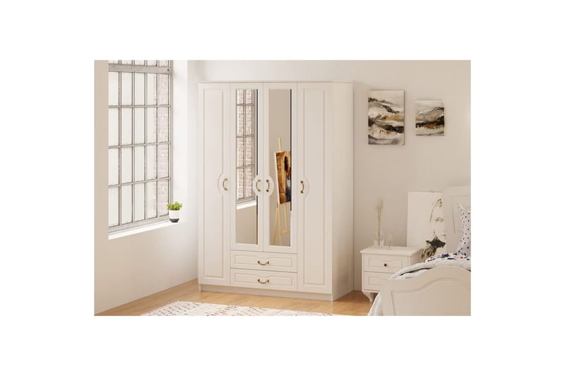 Beyric Garderob 140x210 cm - Matt Vit - Förvaring - Garderober & garderobssystem