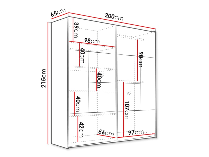 Binche Garderob med Spegel 200x215 cm - Beige - Förvaring - Garderober & garderobssystem