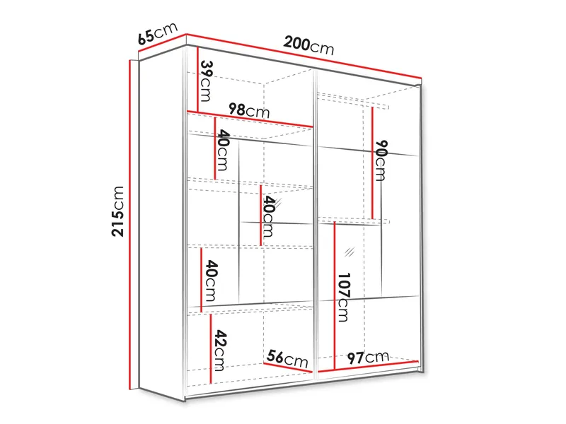 Binche Garderob med Spegel 200x215 cm - Beige - Förvaring - Garderober & garderobssystem