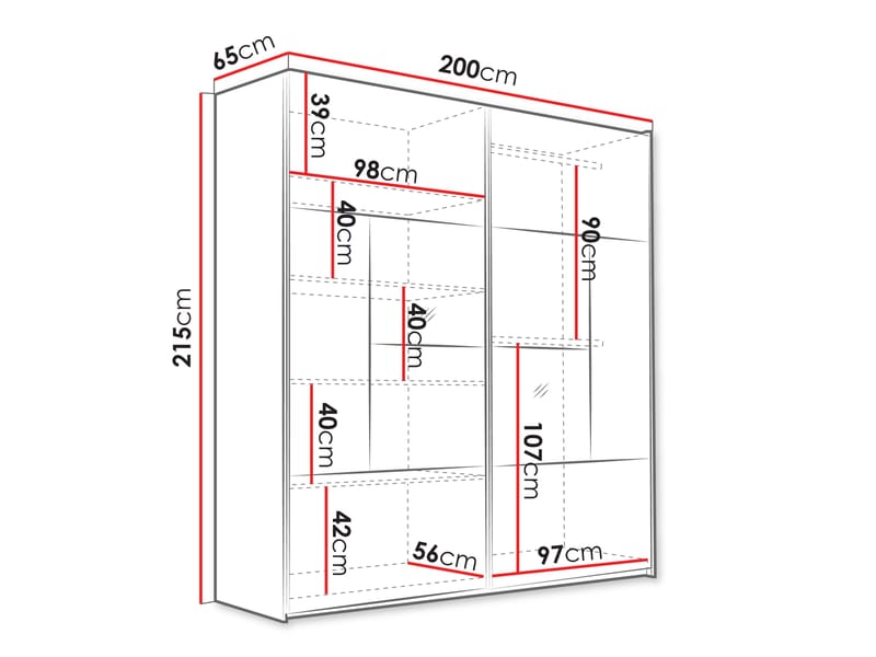 Binche Garderob med Spegel 200x215 cm - Beige - Förvaring - Garderober & garderobssystem
