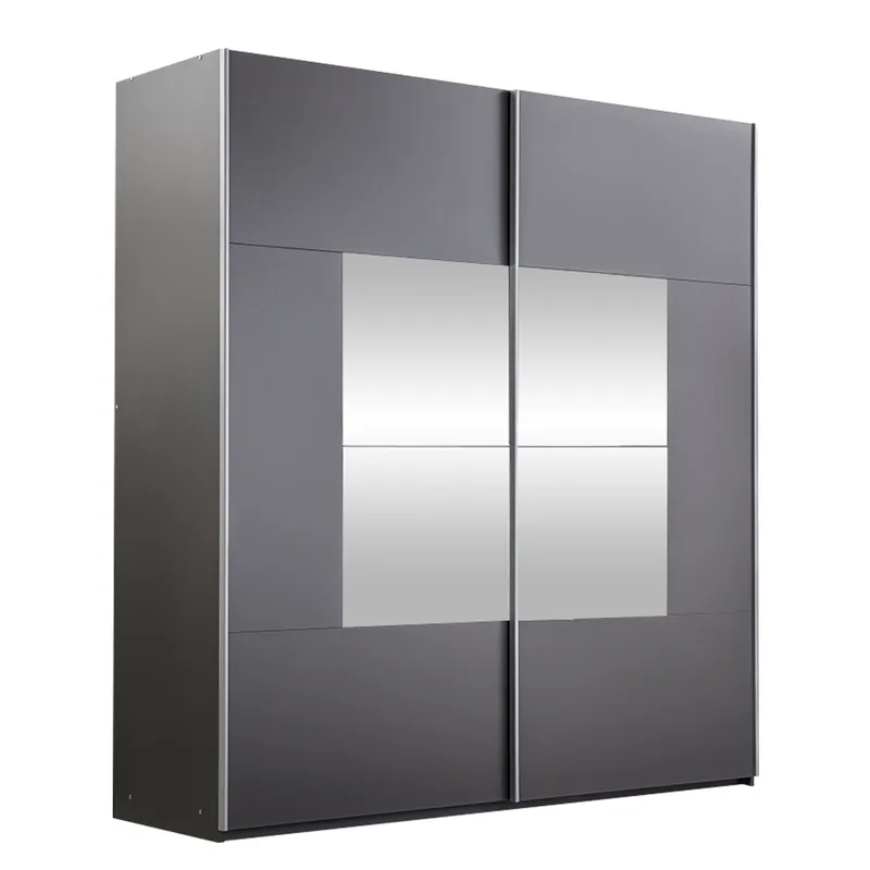 Binche Garderob med Spegel 200x215 cm, Grå