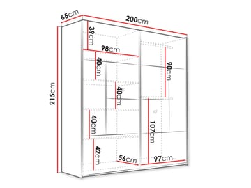 Binche Garderob med Spegel 200x215 cm - Grå - Förvaring - Garderober & garderobssystem