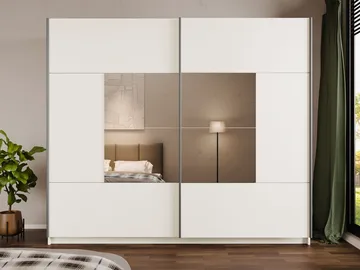 Binche Garderob med Spegel 250x215 cm - Beige - Förvaring - Garderober & garderobssystem