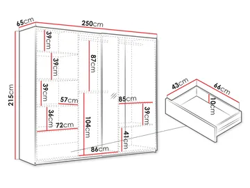 Binche Garderob med Spegel 250x215 cm - Grå - Förvaring - Garderober & garderobssystem