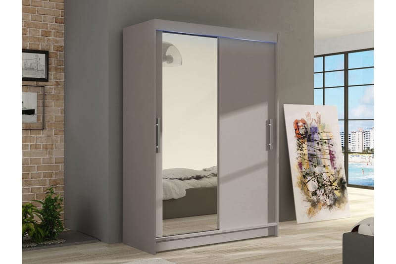 Biscayne Garderob m. Spegel 120x200 cm - Beige - Förvaring - Garderober & garderobssystem