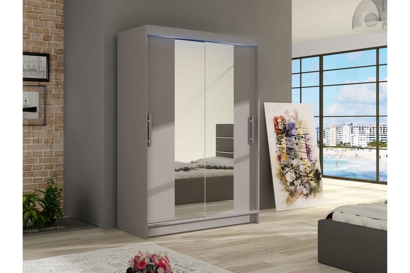 Biscayne Garderob m. Spegel 120x200 cm - Beige - Förvaring - Garderober & garderobssystem