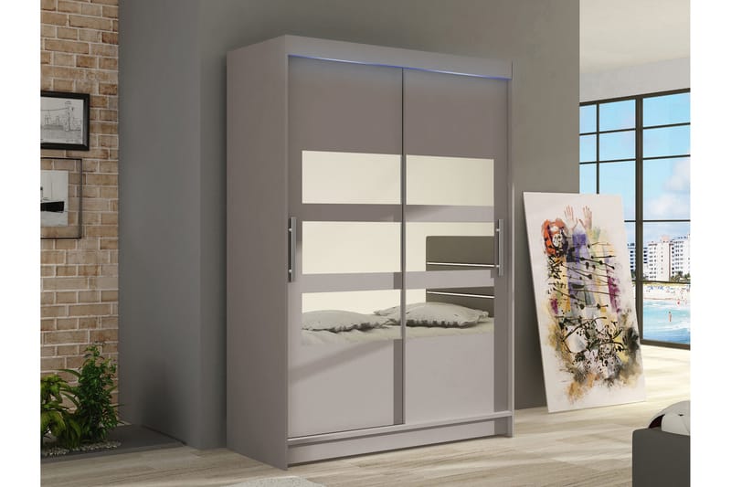 Biscayne Garderob m. Spegel 120x200 cm - Beige - Förvaring - Garderober & garderobssystem