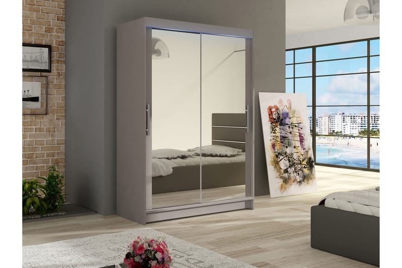 Biscayne Garderob m. Spegel 120x200 cm - Beige - Förvaring - Garderober & garderobssystem