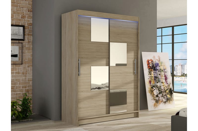 Biscayne Garderob m. Spegel 120x200 cm - Brun - Förvaring - Garderober & garderobssystem