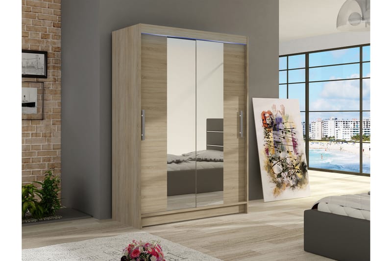 Biscayne Garderob m. Spegel 120x200 cm - Brun - Förvaring - Garderober & garderobssystem